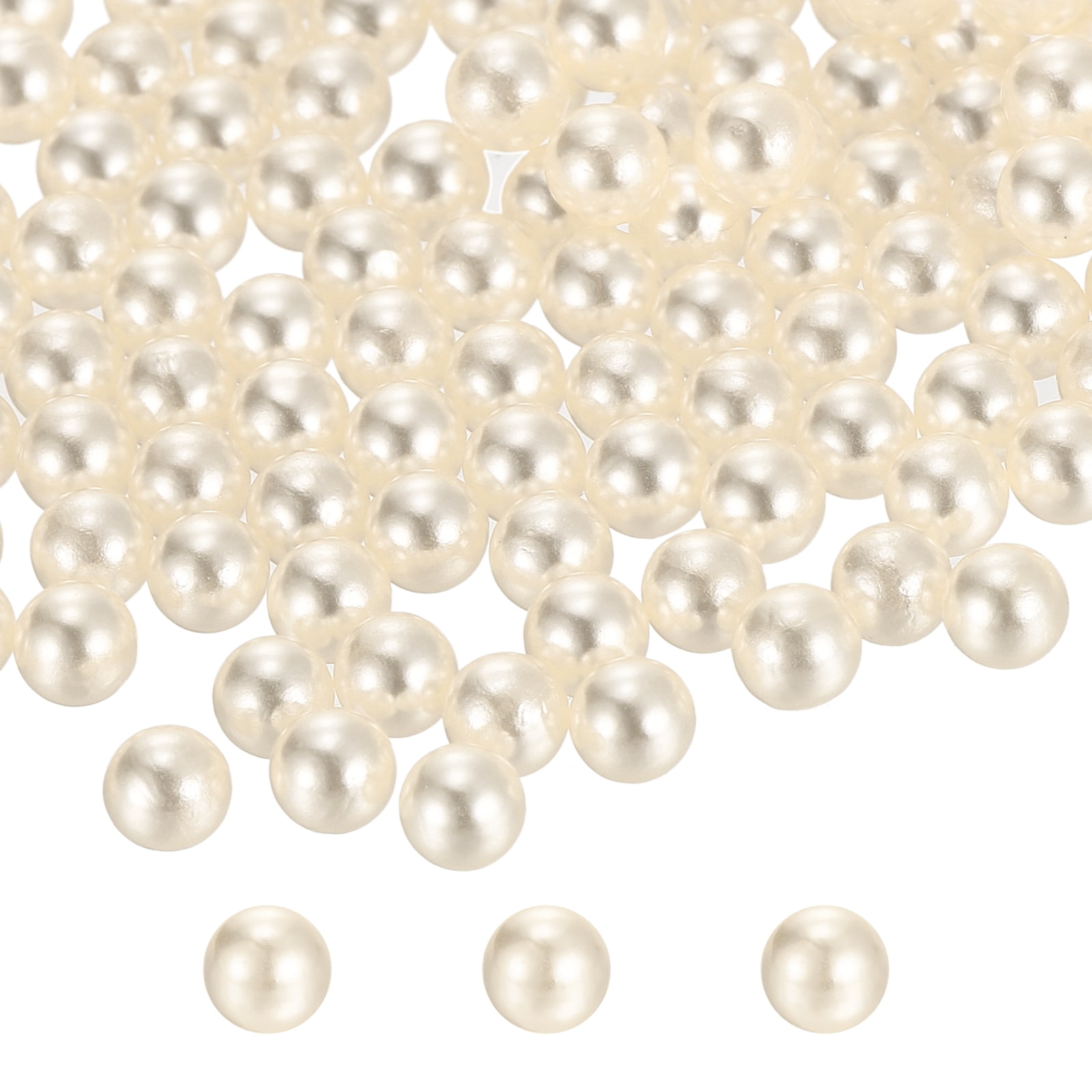 Uxcell 9000pcs 4mm Cream White Pearl Beads ABS Faux Pearls Vase Fillers 300g Ornament Filler for Crafts