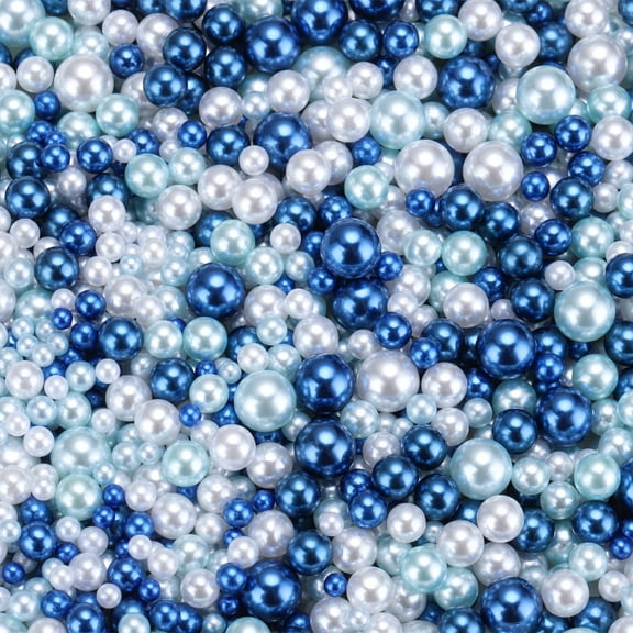 Uxcell 900Pcs Faux Pearl for Crafting, 3-8mm No Hole ABS Round Pearls for Vase Fillers, Mixed Blue