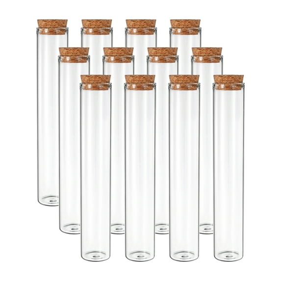 Uxcell 90ml Test Tubes, 12pcs 6.69x1.18 Glass Clear Flat Bottom Test Tube Containers with Cork Stopper