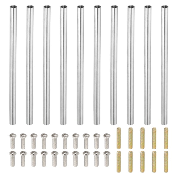 Uxcell 90mm (3.5") Round Coupling Nuts Kit, M4 Thread Connector with Threaded Rods Screws
