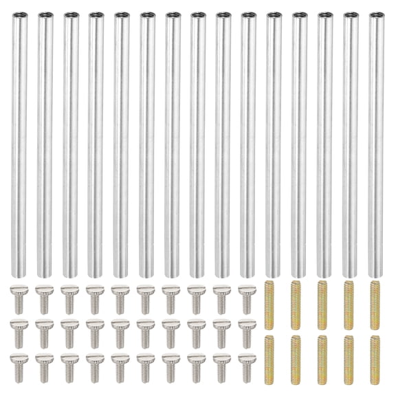Uxcell 90mm (3.5") Round Coupling Nuts Kit, M4 Thread Connector with Threaded Rods Slotted Screws