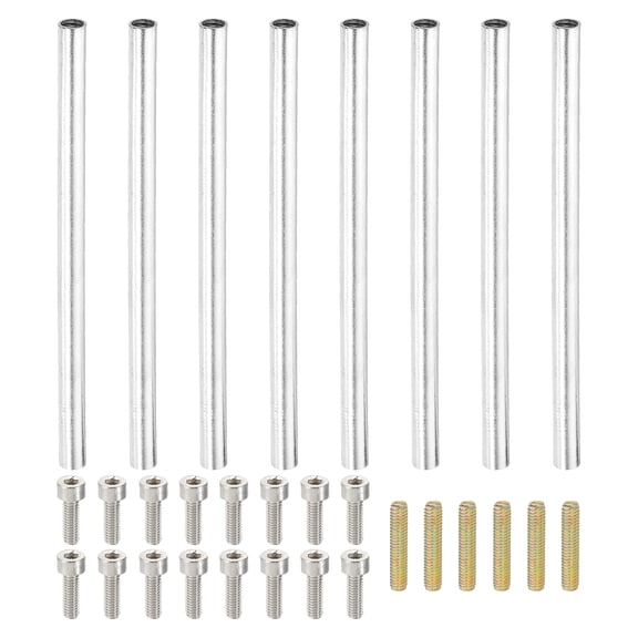 Uxcell 90mm (3.5") Round Coupling Nuts Kit, M4 Thread Connector with Threaded Rods Socket Screws