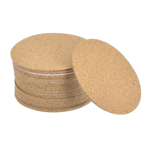 Uxcell 90mm(3.54") Round Coasters 2mm Thick Cork Cup Mat Self-Adhesive Pad 24 Pack