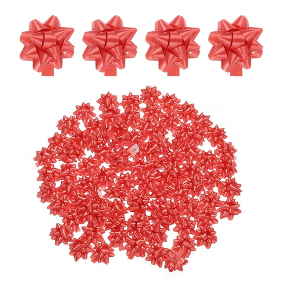 Uxcell 90pcs 1 1/4" Mini Star Gift Bows Small Christmas Bows for Gift Wrapping Presents Birthday Wedding Red