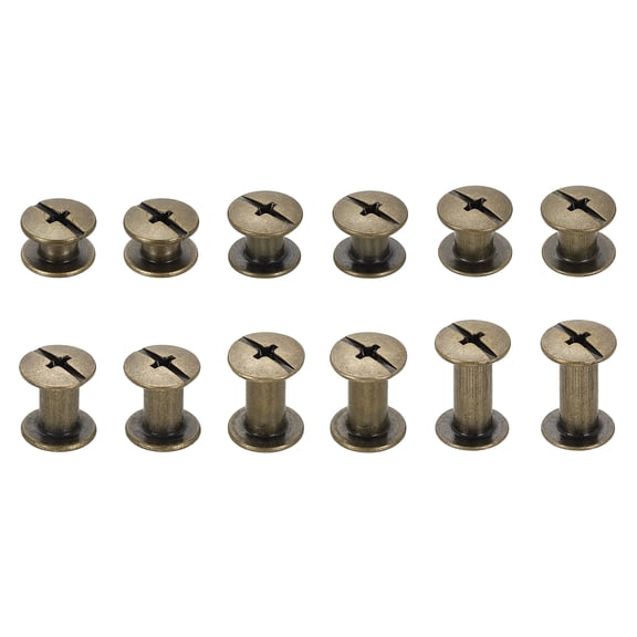 Uxcell 90set Chicago Screw M5 x 4/5/6/8/10/12mm Metal Phillips Nail Rivet Stud Screw Bolts Rivets Binding Post Screw for DIY Leather Belt Bag Craft Bookbinding, Bronze