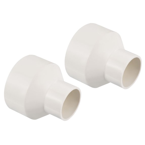 Uxcell 90x50mm PVC Reducer Pipe Fitting Straight Coupling Connector, White 2 Pack