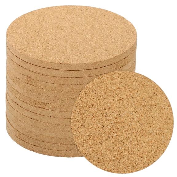 Uxcell 90x5mm Cork Coasters, 14 Pack Round Cork Mats Cork Backing Sheets Reusable Cork Tiles, Brown