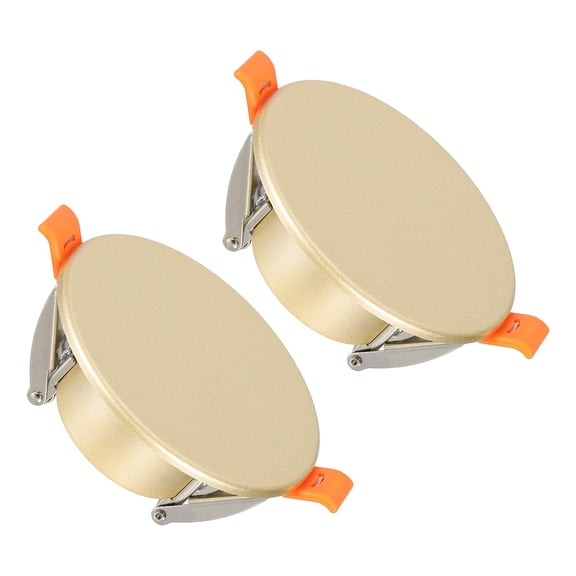 Uxcell 94mm / 3.7" Diameter Spring Ceiling Hole Cover Plate, 2 Pack Downlight Hole Trim Wall Mount Decorative Cap Access Panel for 2.2-3.4" Round Ceiling and Wall Openings, Golden
