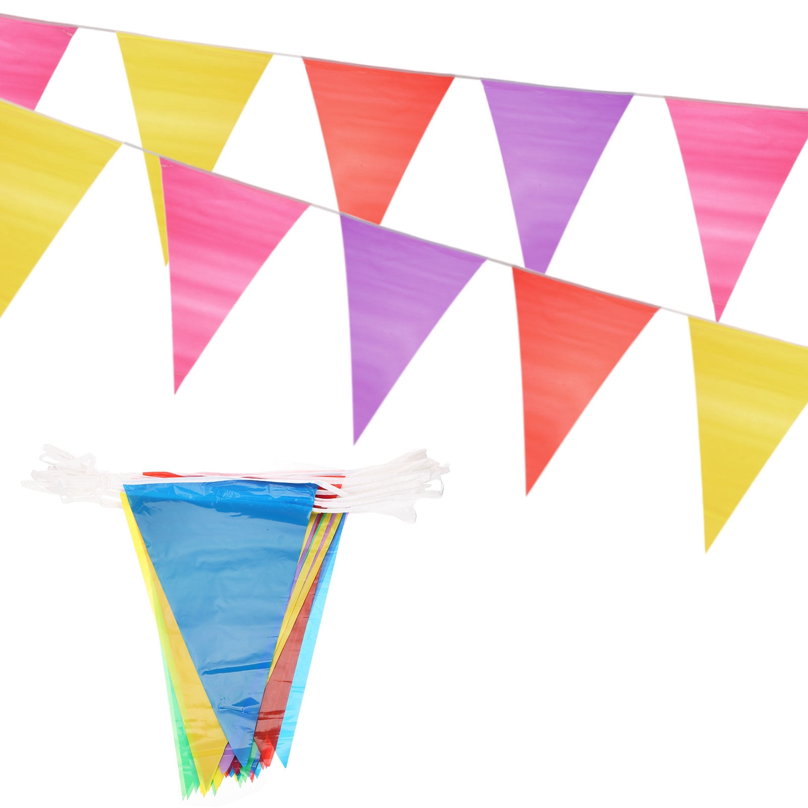 Uxcell 98 FT Colorful Pennant Banner Flags String, Multicolor PE ...