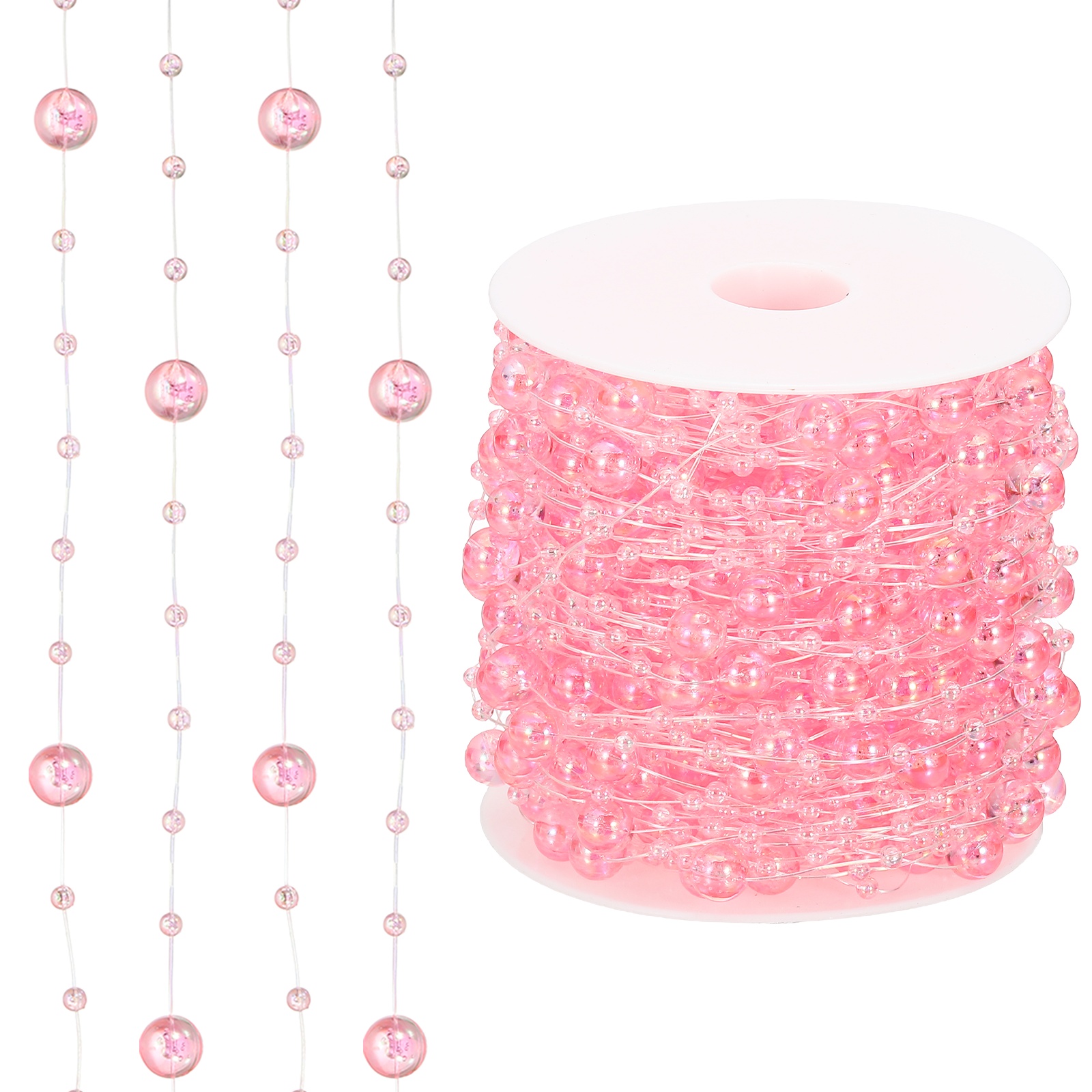 Uxcell 98 Feet Artificial Pearl String, Faux Pearl Beads Fishing Line ...