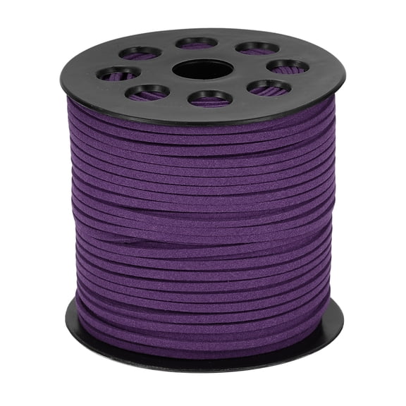 Uxcell 98 Yards x 2.6mm Faux Leather Cord, Flat Suede Cord Leather Strip Braiding String Lace, Dark Purple