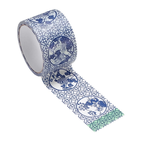 Uxcell 98 ft Chinoiserie Flower Washi Tape, Washi Tape Stickers Bulletin Board Borders Decorative Sticker for DIY Craft Blackboard Scrapbook Office Home Decor, Blue Famous Flowers