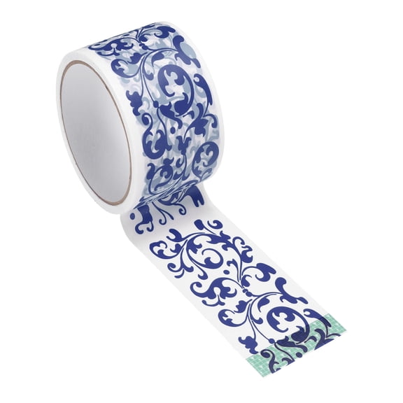 Uxcell 98 ft Chinoiserie Flower Washi Tape, Washi Tape Stickers Bulletin Board Borders Decorative Sticker for DIY Craft Blackboard Scrapbook Office Home Decor, Blue Honeysuckle