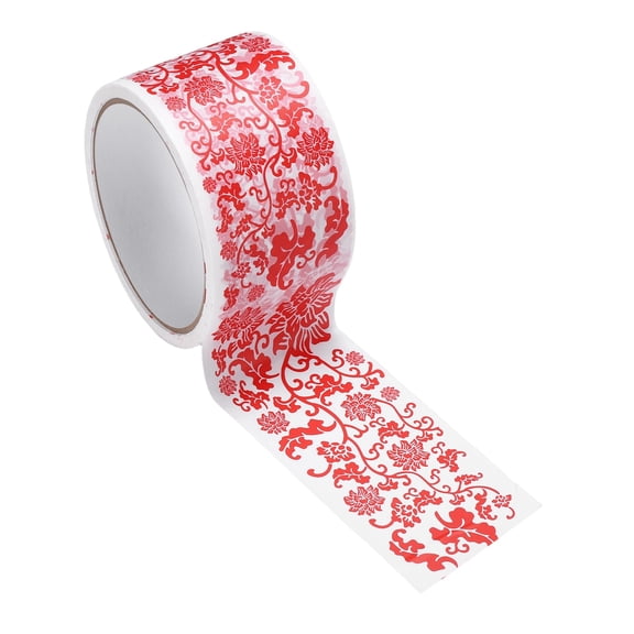 Uxcell 98 ft Chinoiserie Flower Washi Tape, Washi Tape Stickers Bulletin Board Borders Decorative Sticker for DIY Craft Blackboard Scrapbook Office Home Decor, Red Peony