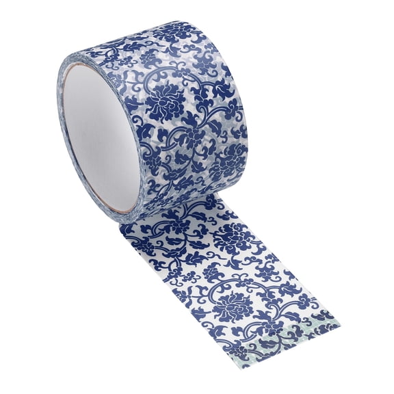 Uxcell 98 ft Chinoiserie Flower Washi Tape, Washi Tape Stickers Bulletin Board Borders Decorative Sticker for DIY Craft Blackboard Scrapbook Office Home Decor, Blue White/Blue Flower