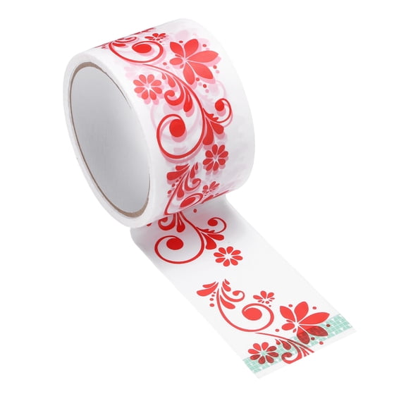 Uxcell 98 ft Chinoiserie Flower Washi Tape, Washi Tape Stickers Bulletin Board Borders Decorative Sticker for DIY Craft Blackboard Scrapbook Office Home Decor, Red Carved Tail