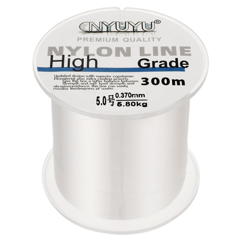 Uxcell 984ft 13lb 5.0#Fluorocarbon Coated Monofilament Nylon Fishing Line String Wire Clear, Size: 300M x 0.37mm