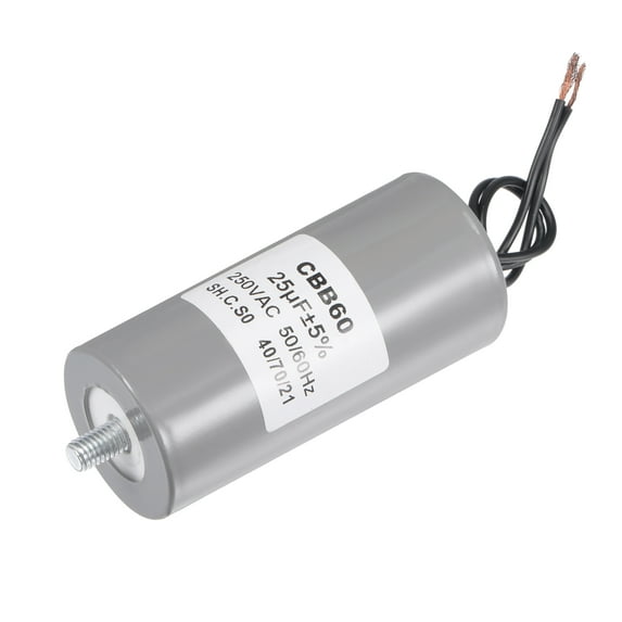 Uxcell 98x45mm 25uF 250V AC 50/60Hz 2 Wires w Fixing Stud CBB60 Run Capacitor