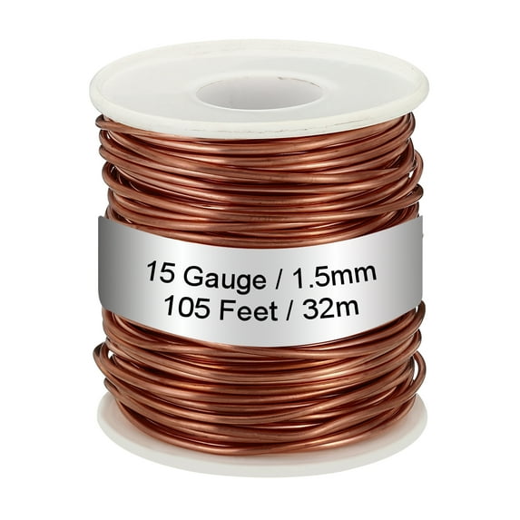Uxcell 99.9% Soft Copper Wire, 15 Gauge/1.5mm Diameter 105 Feet/32m 1.1 Pound Spool Pure Copper Wire