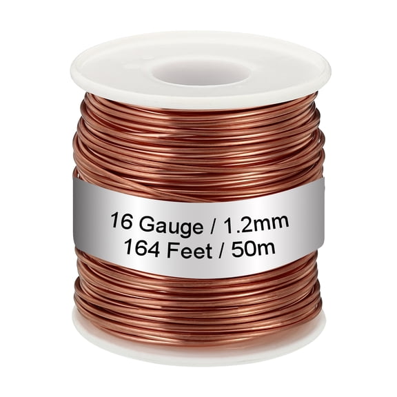 Uxcell 99.9% Soft Copper Wire, 16 Gauge/1.2mm Diameter 164 Feet/50m 1.1 Pound Spool Pure Copper Wire