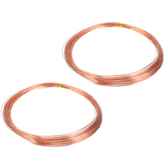 Uxcell 99.9% Solid Bare Pure Copper Wire Soft 2 Pack 52Ft (16m) 28 Gauge (0.3mm)