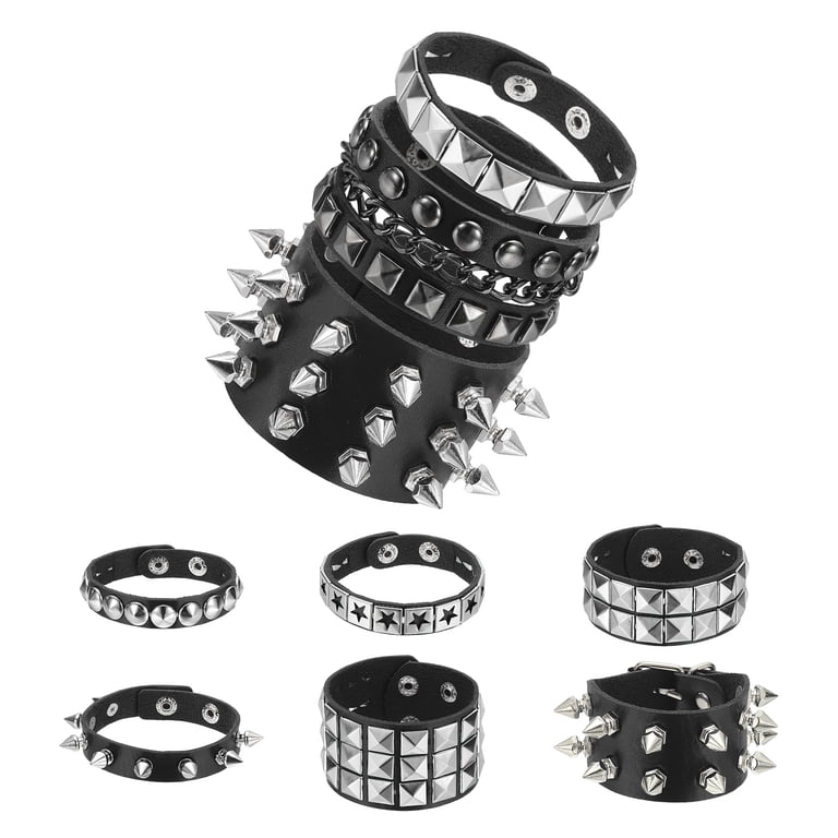 604SERVICE STUDDED BRACELET スタッズ ブレスレット Uxcell 9Pcs Rock Punk Studded Leather Bracelet Set, 8.7