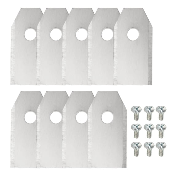 Uxcell 9Pcs Single Hole Lawn Mower Blades, 35 x 18 mm Stainless Steel Lawnmower Accessories Mower Replacement Blades for Cordless Grass Trimmer, Silver