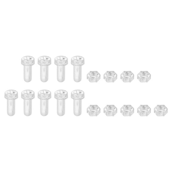 Uxcell 9Set Clear Acrylic Screws Kit, M5 x 12mm Round Head Phillips Bolts with Hex Nuts, Bolts and Nuts Kit for Machine Accessories Electronic Equipment DIY Crafts
