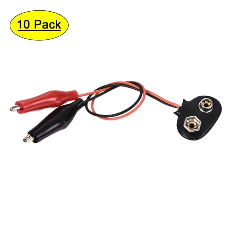 Uxcell 9V Battery Snap Connector to Insulated Dual Alligator Clips Test Cable 13cm Length 10Pcs