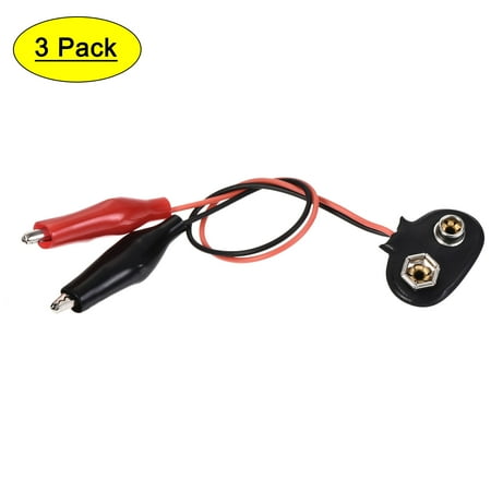 Uxcell 9V Battery Snap Connector to Insulated Dual Alligator Clips Test Cable 13cm Length for Electric Testing Work 3Pcs