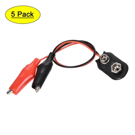 Uxcell 9V Battery Snap Connector to Insulated Dual Alligator Clips Test Cable 13cm Length for Electric Testing Work 5Pcs