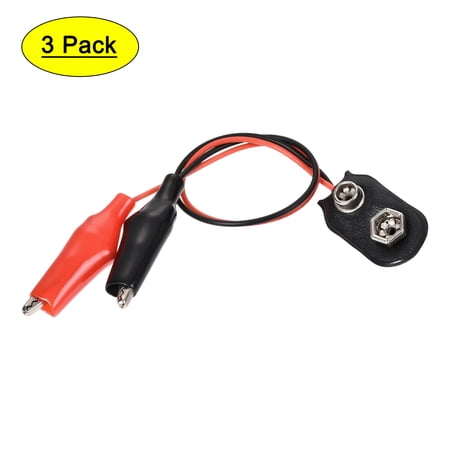 Uxcell 9V Battery Snap Connector to Insulated Dual Alligator Clips Test Cable 13cm Long for Electric Testing Work, 3Pcs