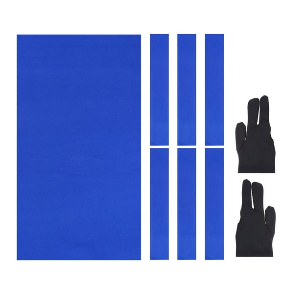 Uxcell 9ft Billiard Cloth Pool Table Felt Kit with 6 Cloth Strips and 2 Gloves Fit for Home Clubs Bars Indoor Sports Games, Blue