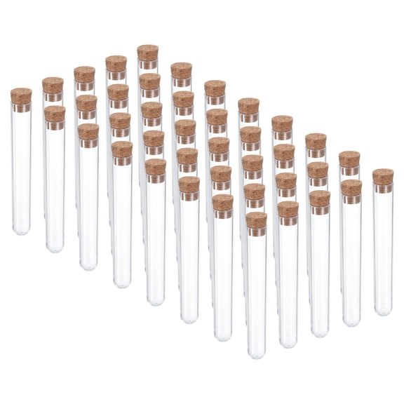 Uxcell 9ml Plastic Test Tubes with Cork Stoppers, 40Pcs 100x15mm Tubes Lab Use, Clear