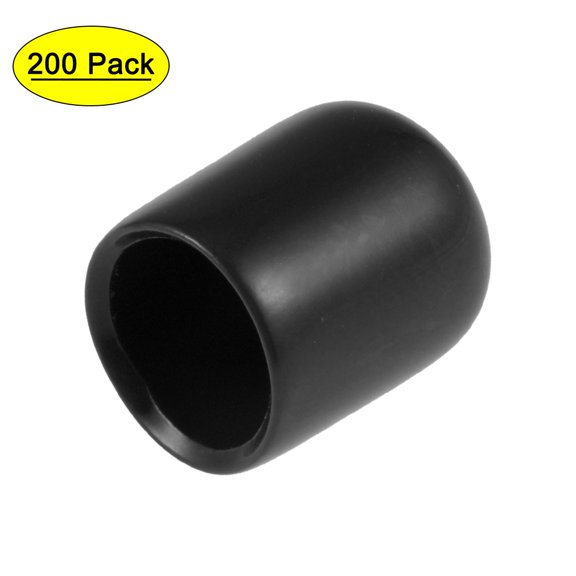 Uxcell Rubber End Caps Vinyl Round End Cap Cover Screw Thread Protectors for Screw 200Pcs Black 9mm