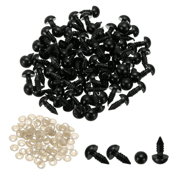 Uxcell Safety Eyes, Plastic Craft Eyes with Washers for Dolls Black 9mm