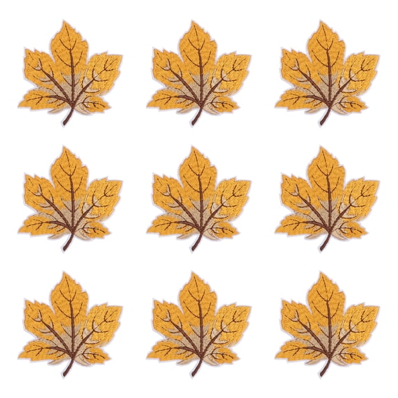 Uxcell 9pcs Fall Maple Leaf Iron-on Patch, 7.9x8.3cm Cute Sew Embroidery Applique Patches for Clothing Repair Thanksgiving Decoration, Gold-Yellow