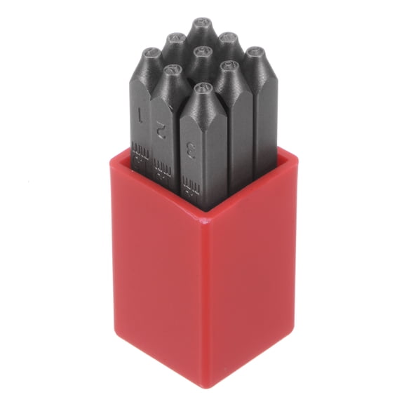 Uxcell 9pcs Metal Number Stamp 1.5mm Steel Reverse Punch for Metal Plastic Wood Leather