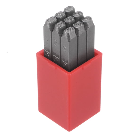 Uxcell 9pcs Metal Number Stamp 3mm Steel Reverse Punch for Metal Plastic Wood Leather