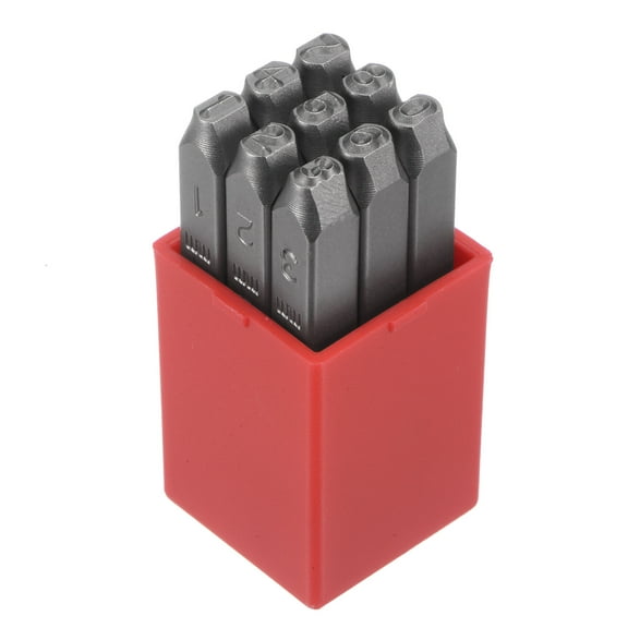 Uxcell 9pcs Metal Number Stamp 4mm Steel Reverse Punch for Metal Plastic Wood Leather