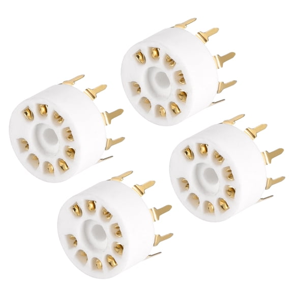 Uxcell 9pin Tube Socket Ceramics, Vacuum Tube Tube Socket, Gold Plated for 12AX7 Tube 4pack