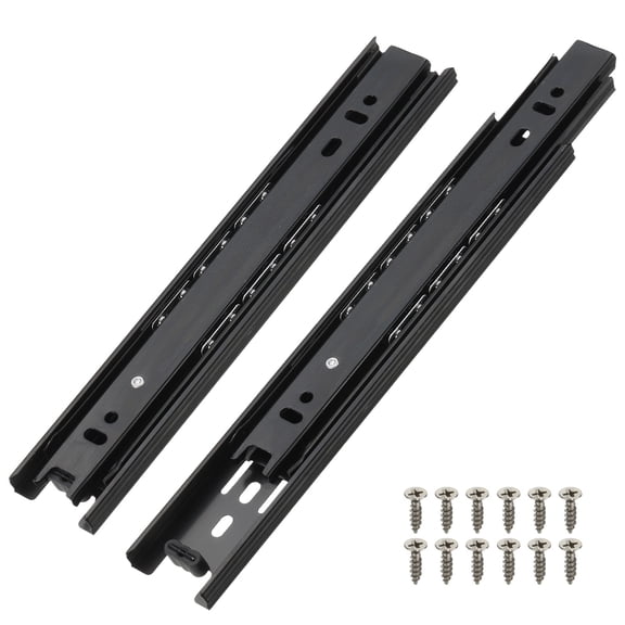 Uxcell 9x1.5 Inch Drawer Slide, 2Pcs Steel Side Mounted Rail with Mounting Screw Black