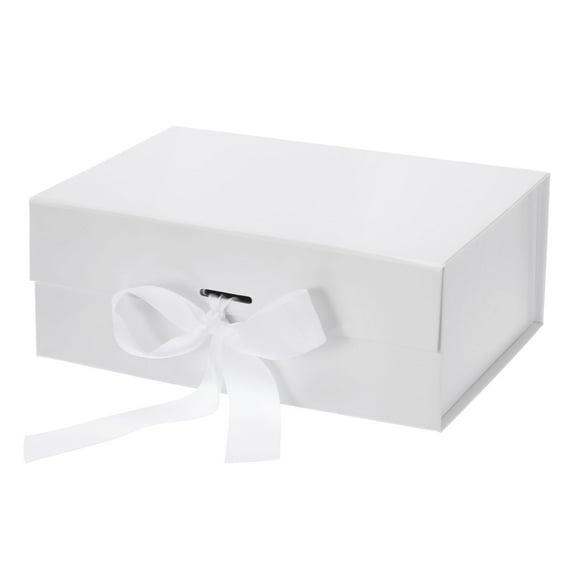 Uxcell 9x6x4 Inch Magnetic Gift Box Collapsible Paper Party Favor Boxes with Lid and Ribbon White