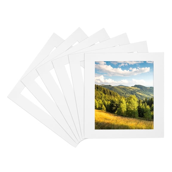 Uxcell 9x9 Mat for 7x7 Photo, 6 Pack Precut Acid-Free Mat Board White Core Picture Frame Board for Photos Show, Prints, Art Displays, White