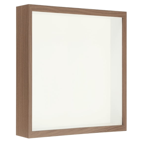 Uxcell 9x9 Shadow Box Frame Wooden Dried Flower Floating Photo Frame Brown