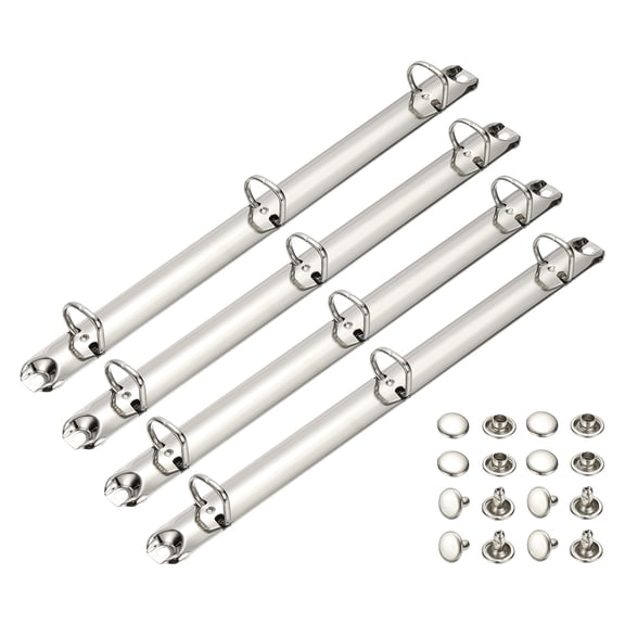 Uxcell A4 3 Hole Ring Binder Mechanisms, 4 Set 0.63" D Ring Replacement Binder Planner Loose Leaf Binding Spines for Organizers DIY Fill Paper Storage Folder Accessories, 20mm Silver Tone