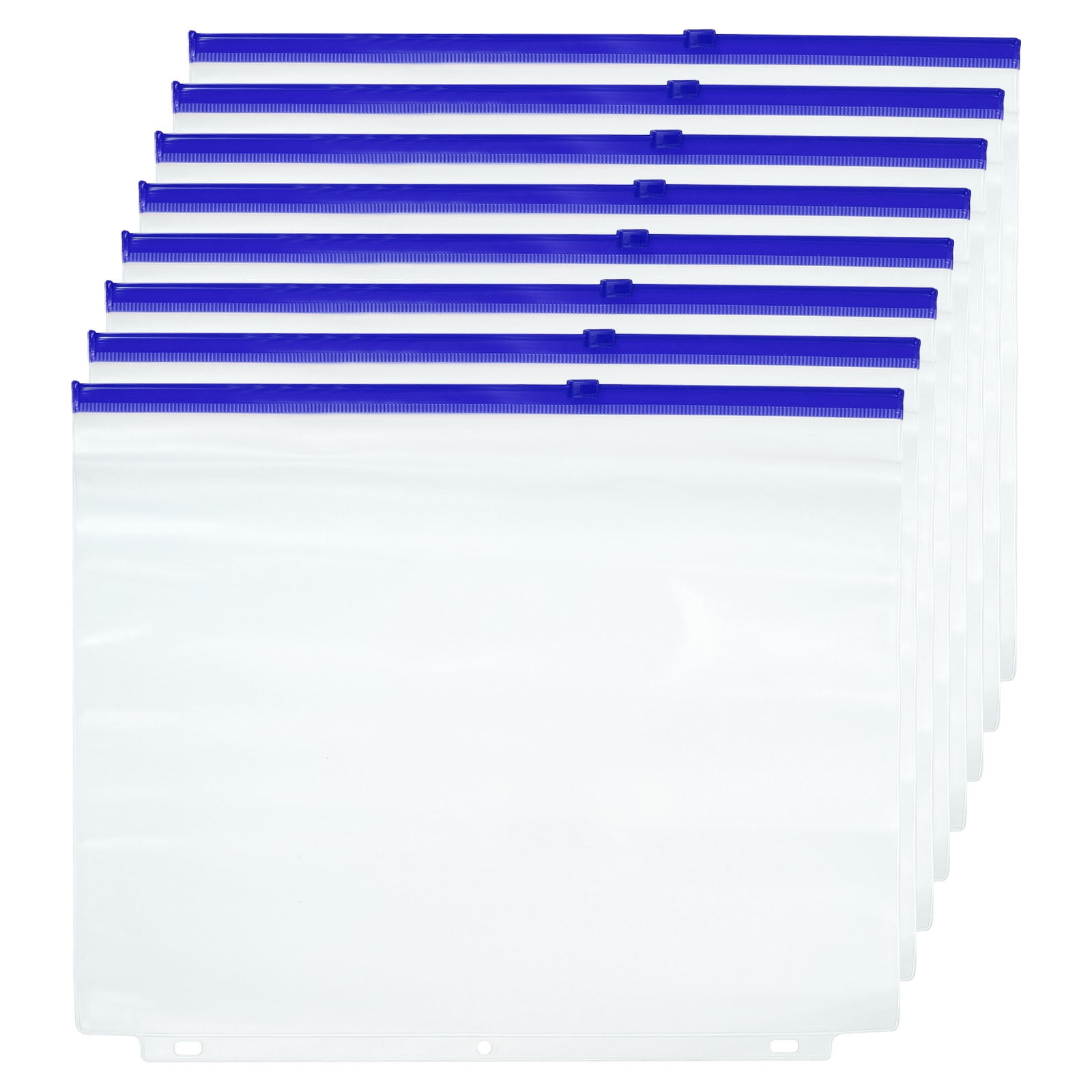Uxcell A4 Binder Pocket, 8 Pack PVC Letter Size Zipper 3 Holes Binder