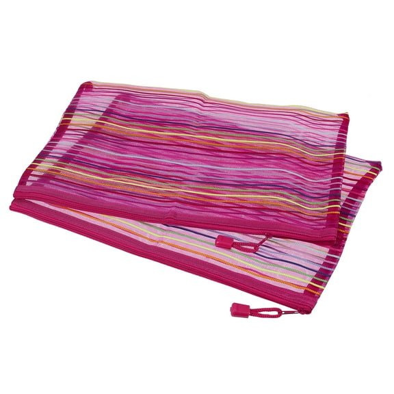 Uxcell A4 Colorful File Bags Storage Organizer Mesh Zipper Pouches, Rose Red 6 Pack