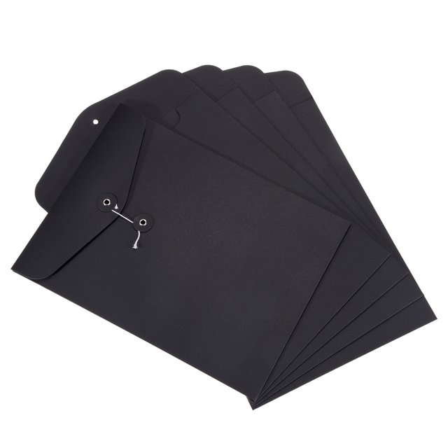 Uxcell A4 Document Holder Filing Pocket String Tie File Folders, Black ...