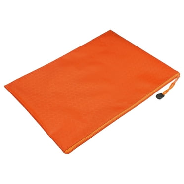 Uxcell A4 Document Pocket Storage Pouch Waterproof Zipper File Bags, Orange 10 Pack